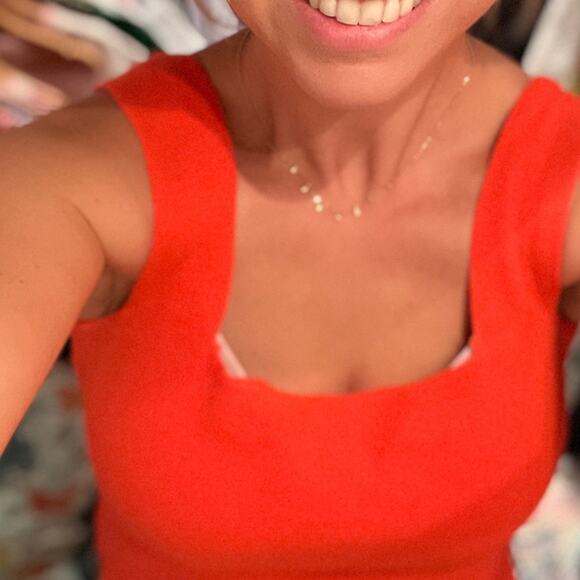 ANTHROPOLOGIE BRIGHT SALMON PINK KNITTED CROP TOP - Picture 4 of 16